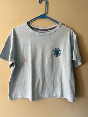 Patagonia sz LResponsibilli  Tee, short sleeve , stylized earth graphic.